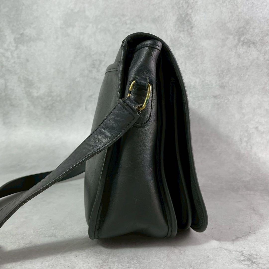 美品✨オールドコーチ　ショルダーバッグ　ターンロック　USA製 レザー　ブラック