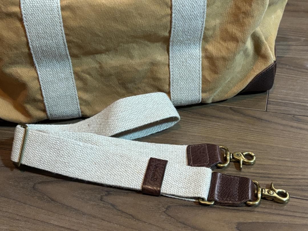 ＜genten（ゲンテン）＞　ボストンバッグ　キャンバス＆レザー　ショルダー紐付