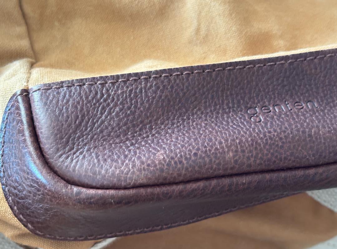 ＜genten（ゲンテン）＞　ボストンバッグ　キャンバス＆レザー　ショルダー紐付