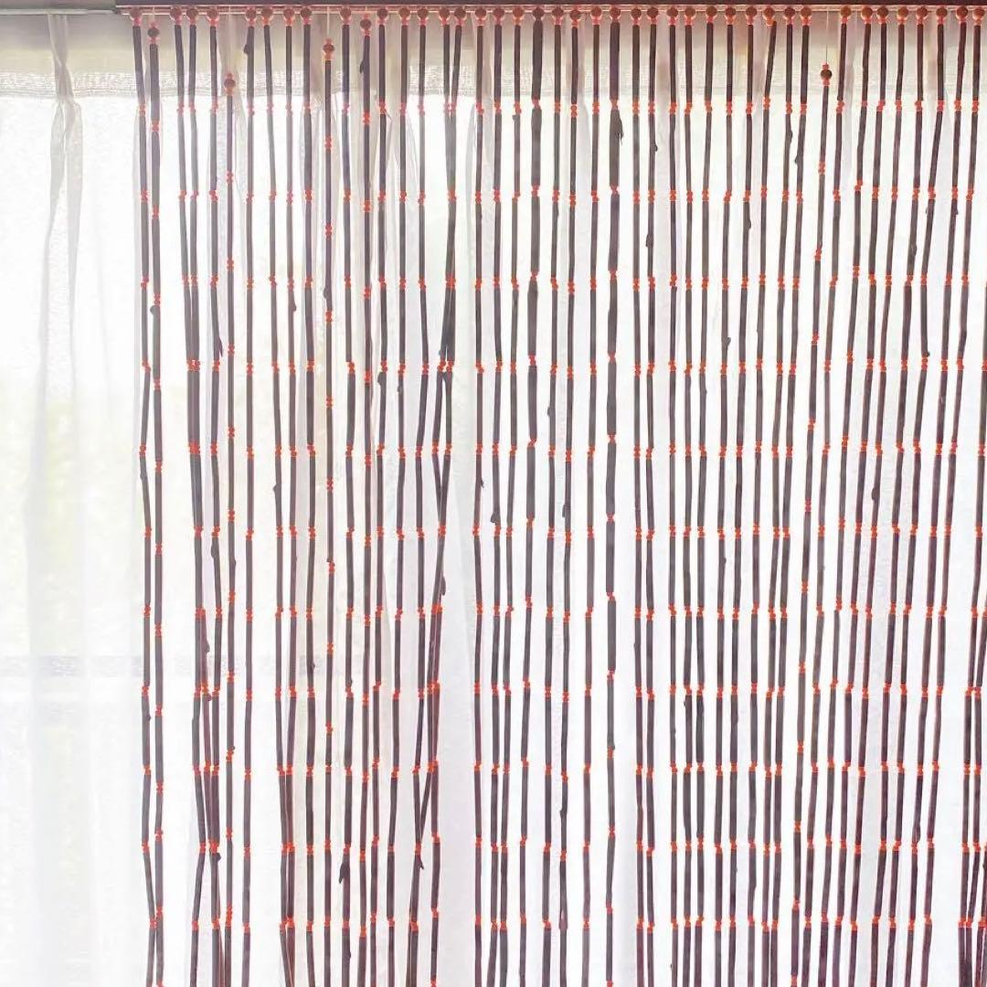 ビンテージ　オレンジのビーズカーテン　レトロ　vintege