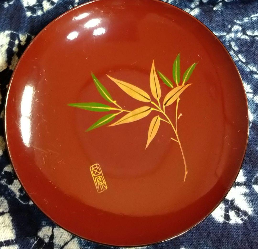♣【希少な】超レア５０年前のヴィンテージ品♦【金彩】紅赤笹絵柄 ♦５平皿