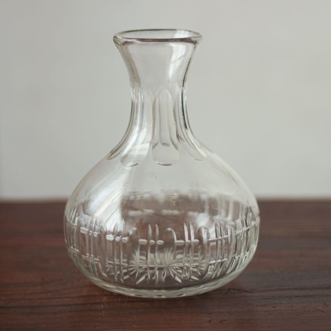 大正　水差し　花瓶　カット　ガラス
