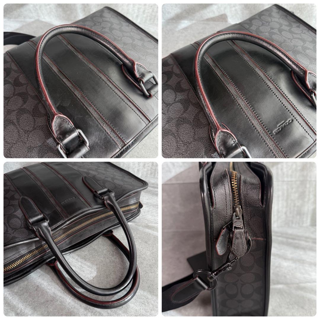 良品 コーチ ビジネスバッグ A4収納可 シグネチャー F23212