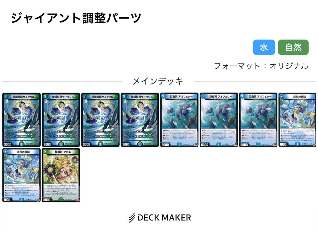 デュエマ　青緑ジャイアントデッキ&調整パーツ