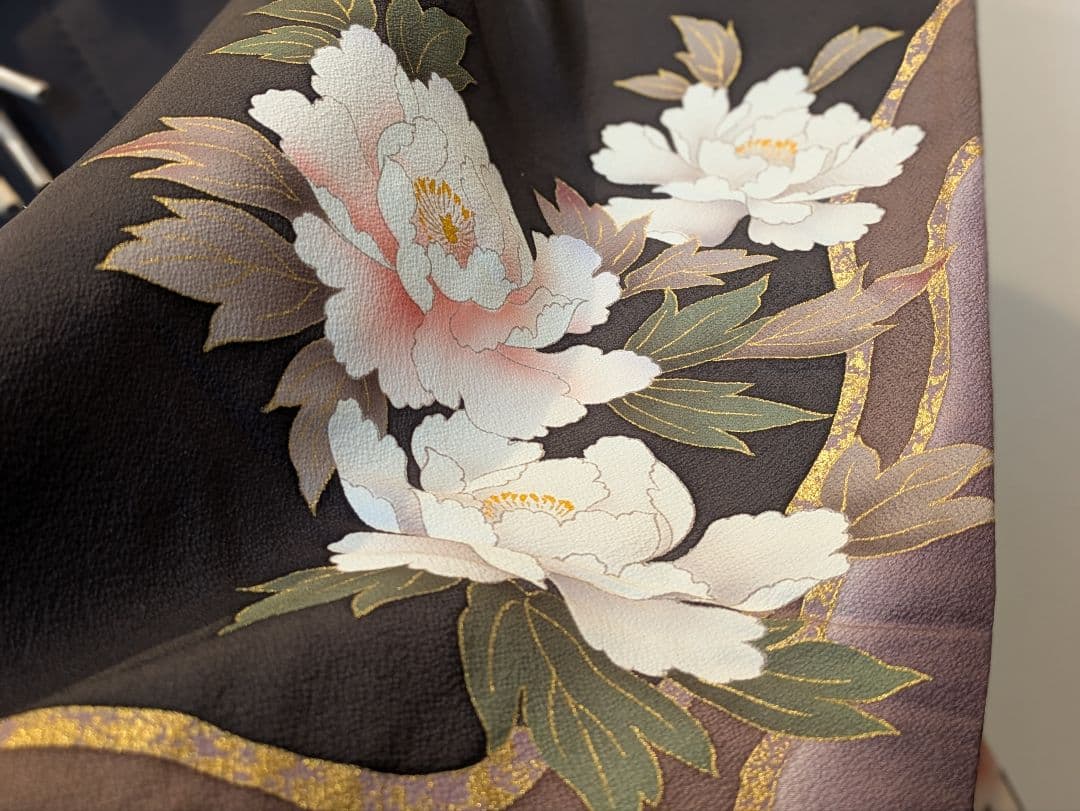 振袖フルセット 身丈152裄63.5 チャコールグレー 黒 金彩 成人式 逸品