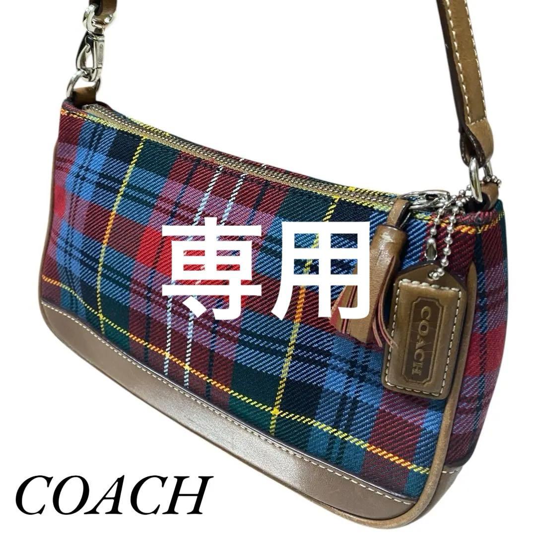 希少　COACH ワンショルダー　アクセサリーポーチ ハンドバッグ チェック