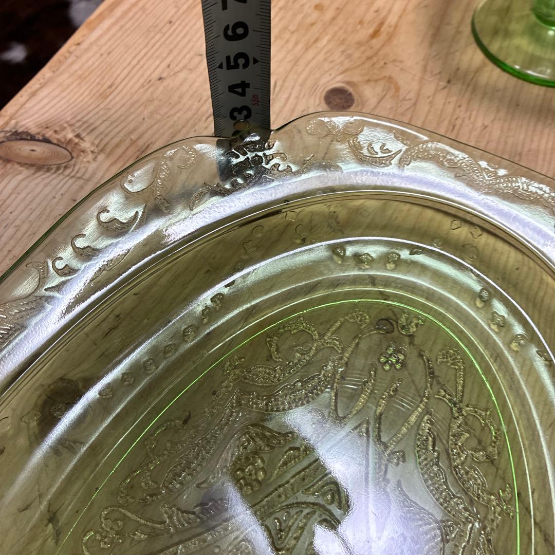 レア　ウランガラス　フェデラルマドリッド　シャーベットペア　大型オーバルトレイ