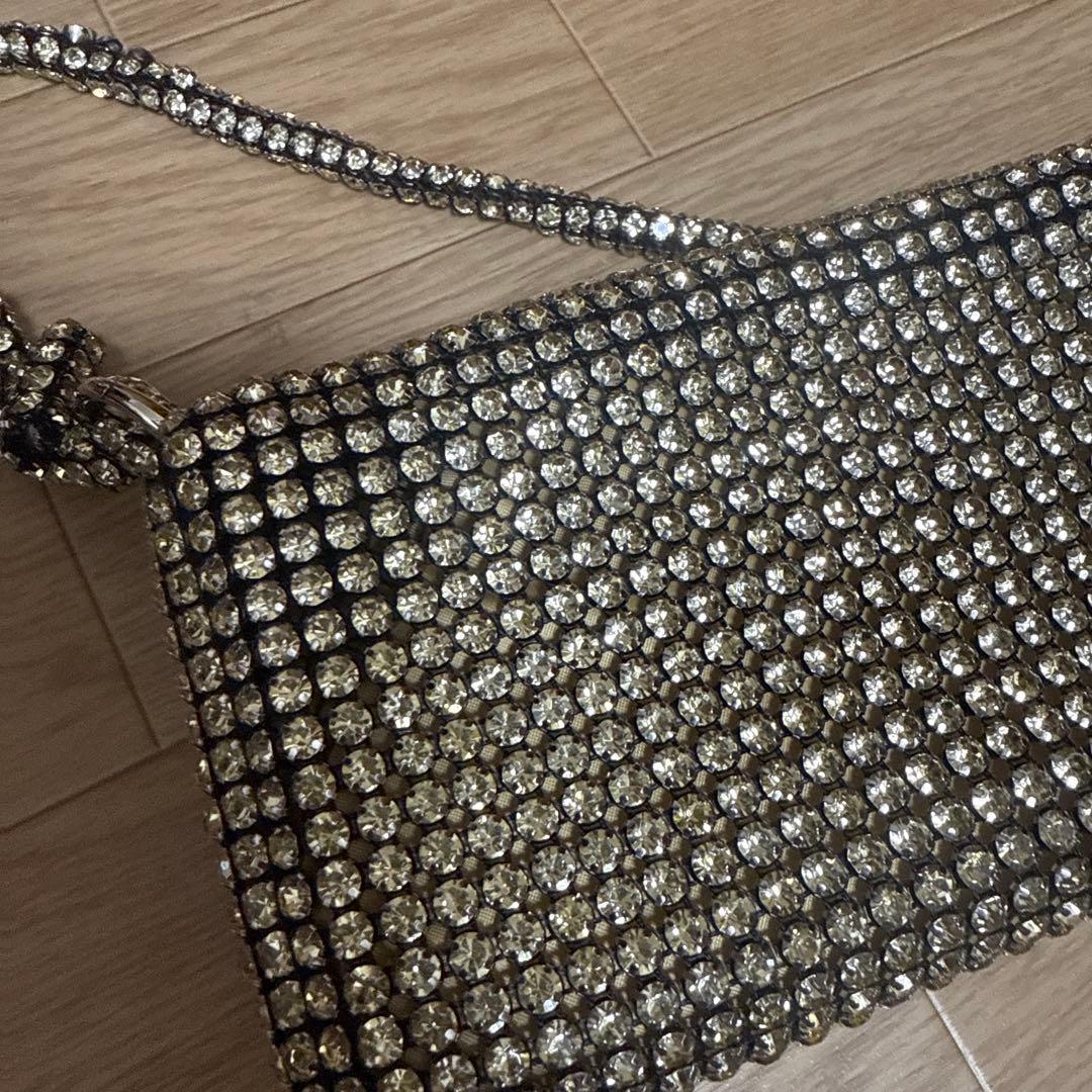 ゴールド ストーン装飾 パーティーバッグ