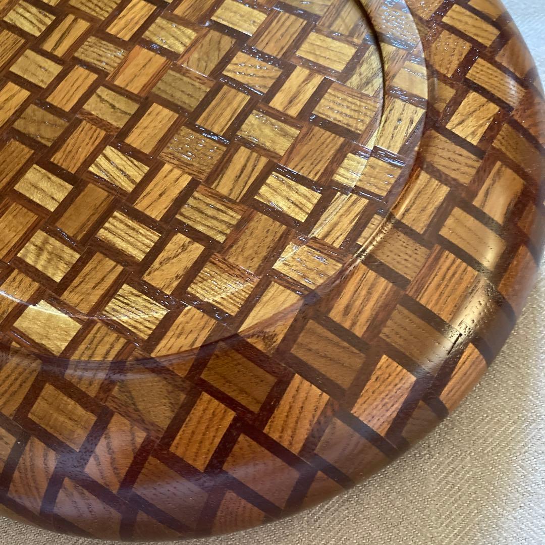 寄木細工　丸盆　浅皿　菓子器