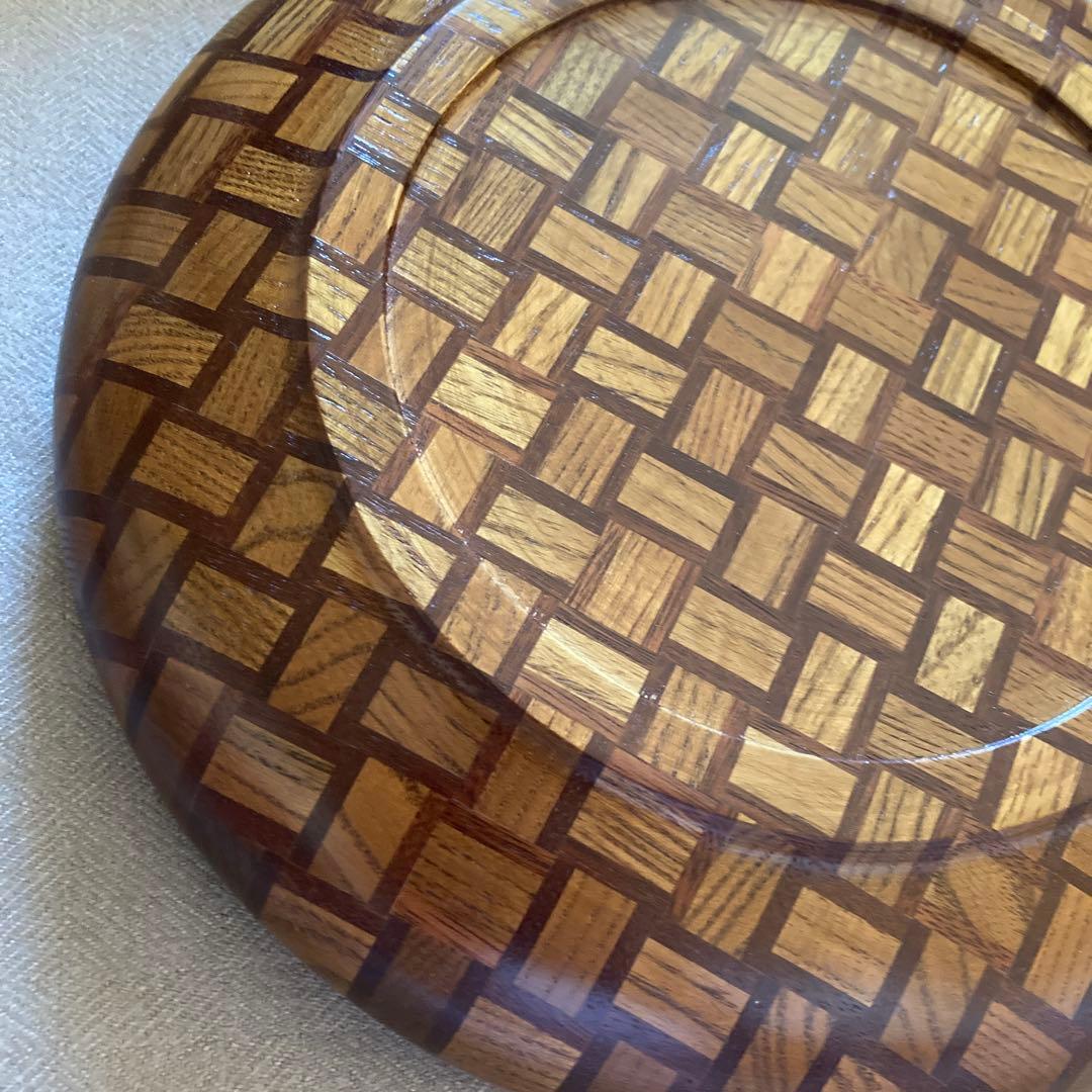 寄木細工　丸盆　浅皿　菓子器