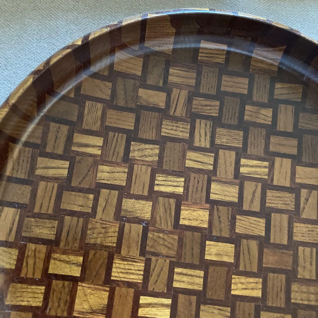 寄木細工　丸盆　浅皿　菓子器