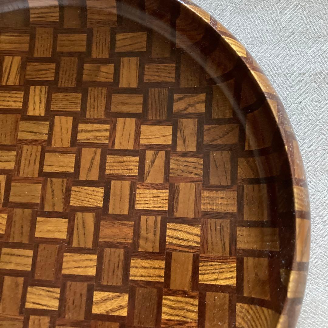寄木細工　丸盆　浅皿　菓子器