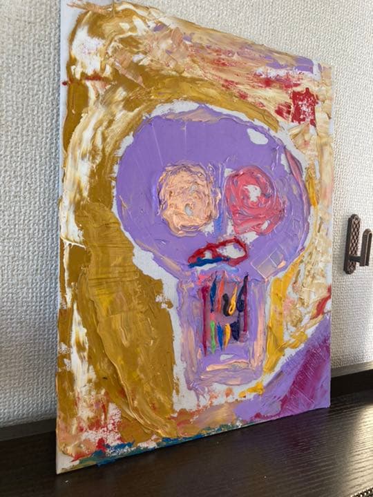 ドクロ　パールカラー 油絵絵画　artist m.t
