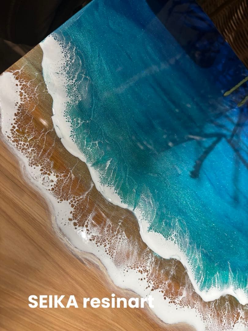 海レジン　レジンアート　レジンテーブル　サイドテーブル　インテリア