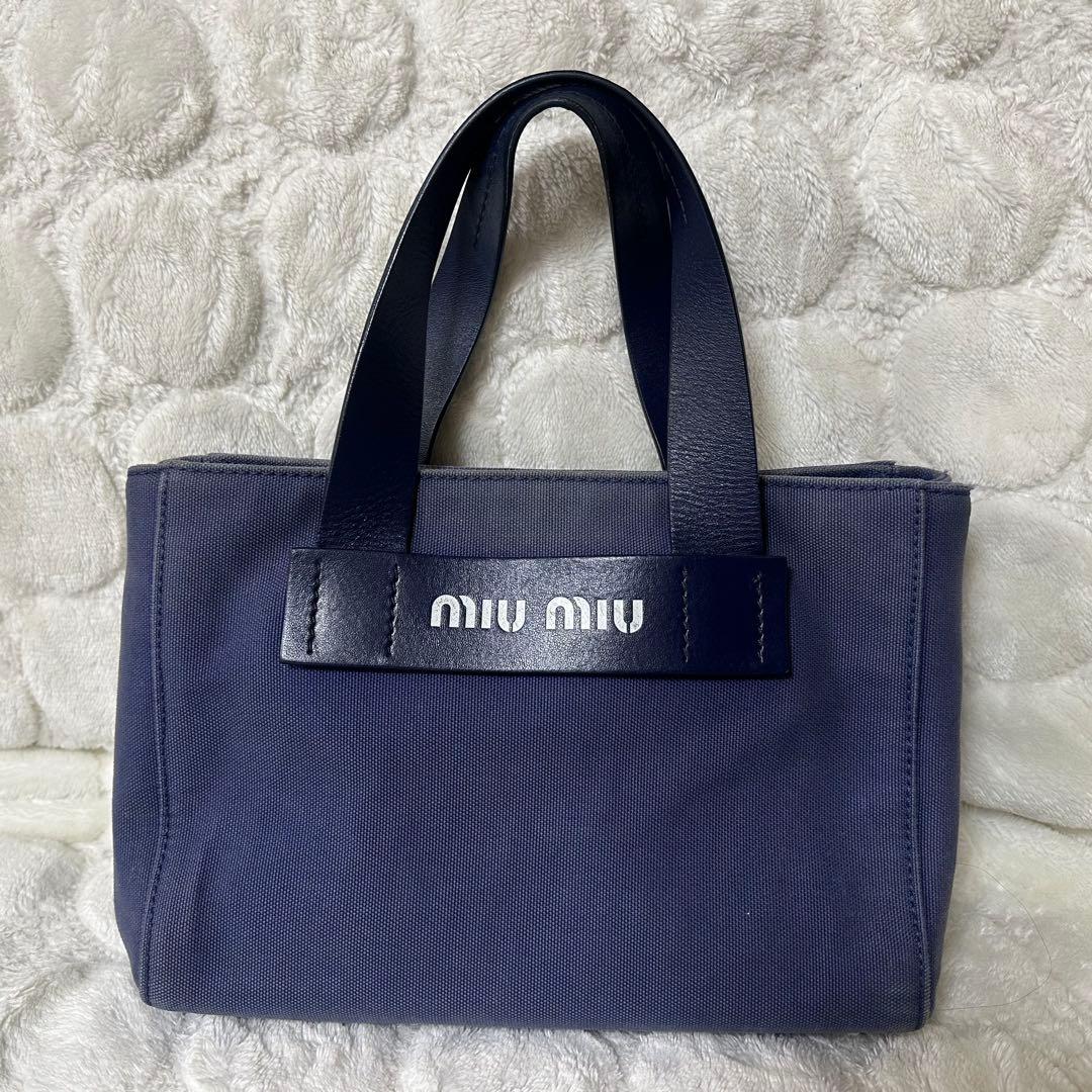 MIU MIU ネイビー ハンドバッグ CANAPA