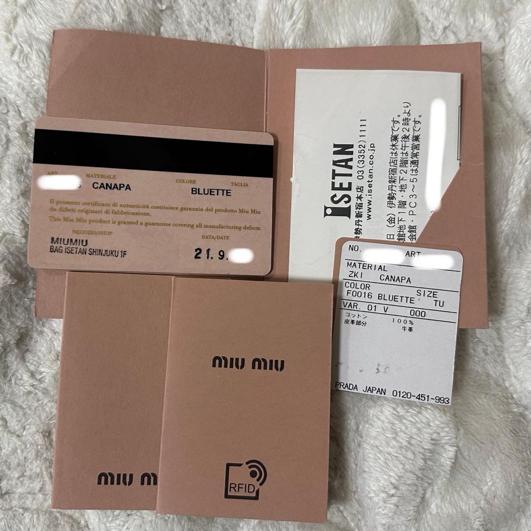 MIU MIU ネイビー ハンドバッグ CANAPA