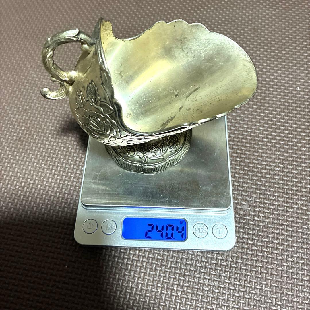 ヴィンテージ シルバープレート シュガー ポットエンボス加工のバラ