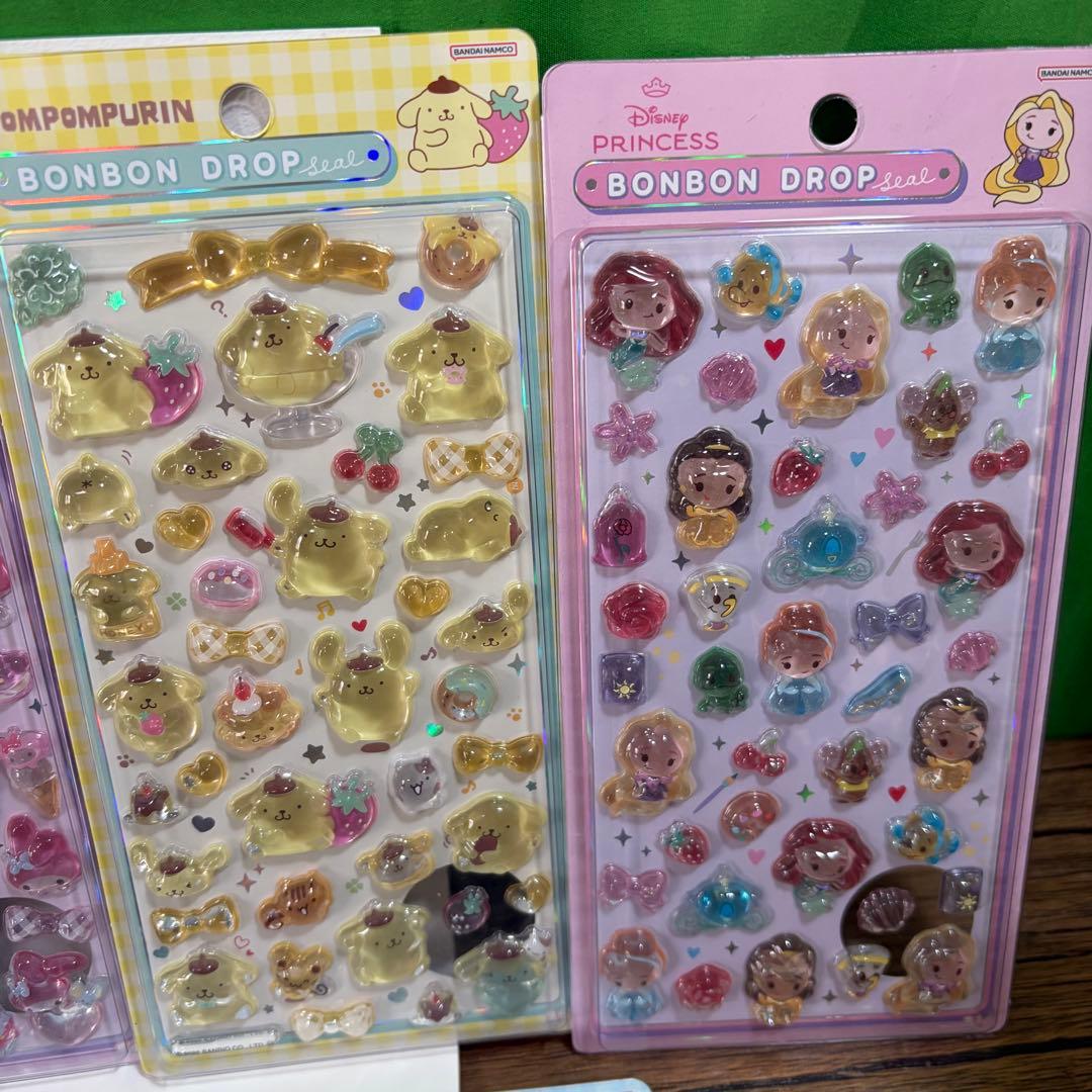 【正規品】サンリオ　ディズニープリンセス　ボンボンドロップシール 9枚セット