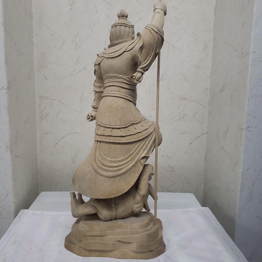 Ｂフライデー蔵出し特価魔除け金運上げ仏像★楠材毘沙門天立像1尺立★四天王の多聞天