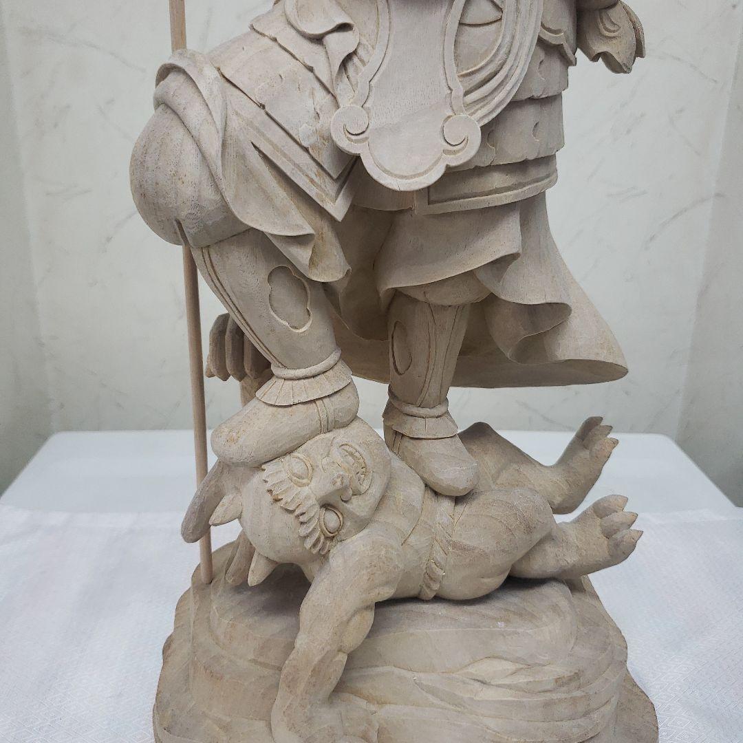 Ｂフライデー蔵出し特価魔除け金運上げ仏像★楠材毘沙門天立像1尺立★四天王の多聞天