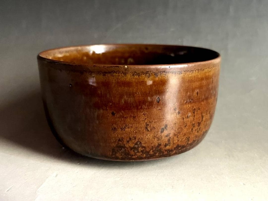 茶碗■飴釉 高取 亀井味楽 高取 朱泥 古い抹茶碗 お茶道具 時代物 骨董品■