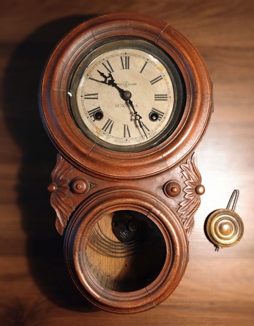 柱時計　ジャンク　姫だるま (リプロ)　アンティーク　ゼンマイ　昭和レトロ