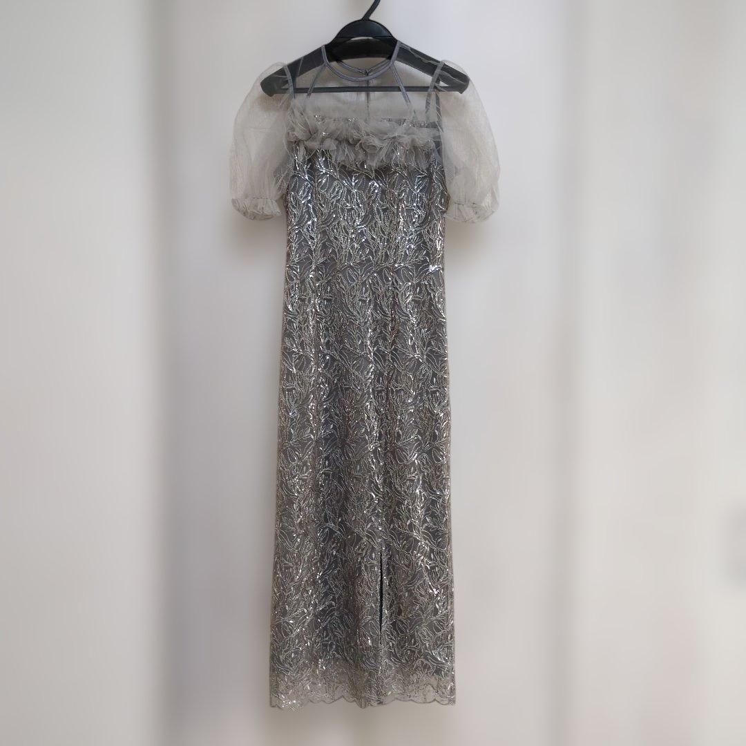 レジャ Leja チュールフラワースパンコールワンピースドレス　S　結婚式　二次