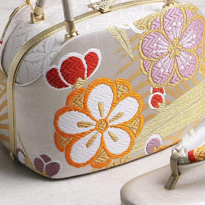 【新品】世美庵 謹製 正絹 西陣織草履バッグセット 24cm 古典柄 03217