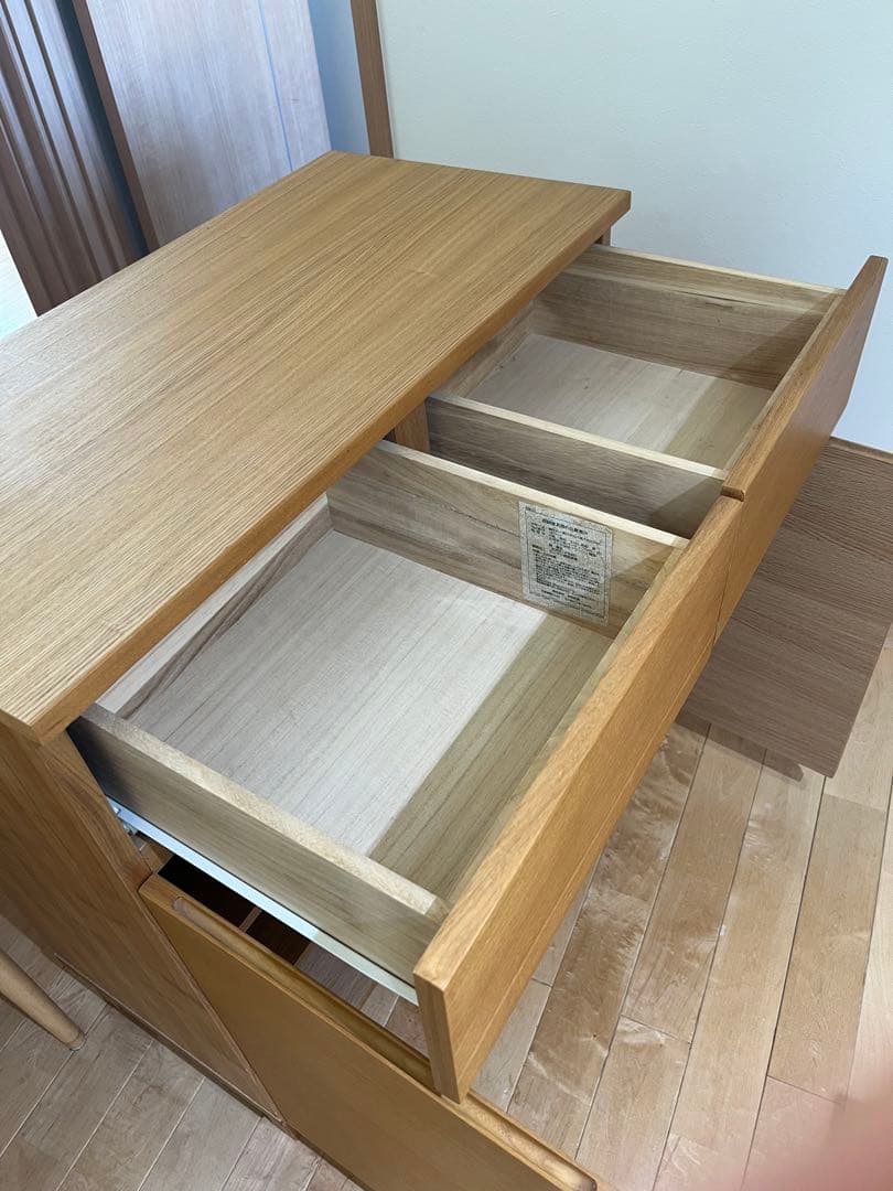 無印　引き出し　キャビネット　タモ材　廃盤