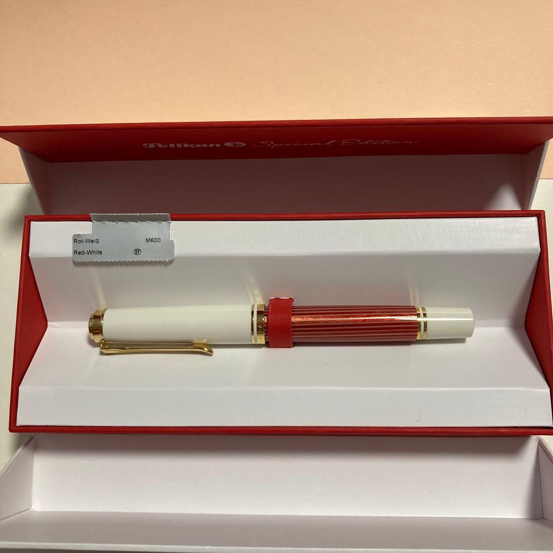 ペリカン 万年筆 Ｍ６００ レッドホワイト スーベレーン
