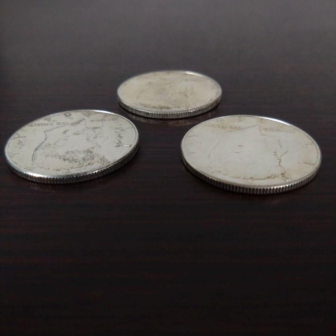 ケネディハーフダラー銀貨 3枚 1964年