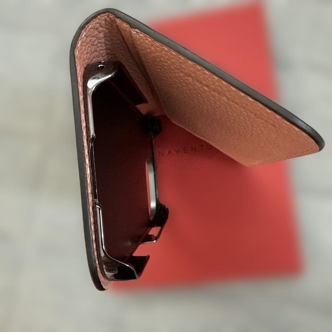 BONAVENTURA グレージュ×コーラル 手帳型ケース ボナベンチュラ