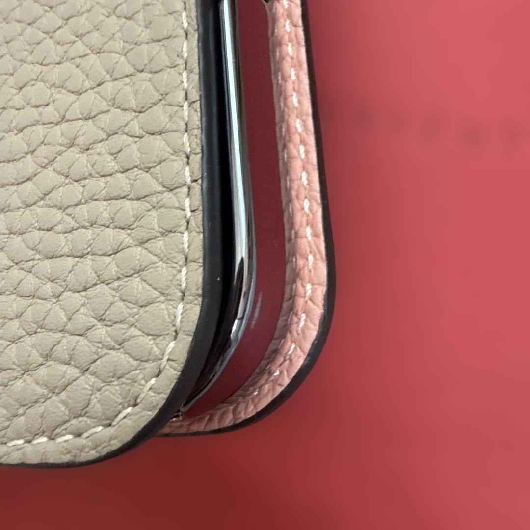 BONAVENTURA グレージュ×コーラル 手帳型ケース ボナベンチュラ