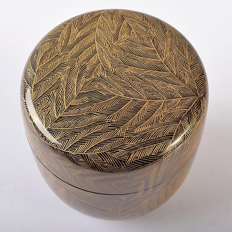 茶道具　輪島塗　峰秀堂　山崖徹郎作　沈金　しのぶ文　棗　共布共箱　V　R7967