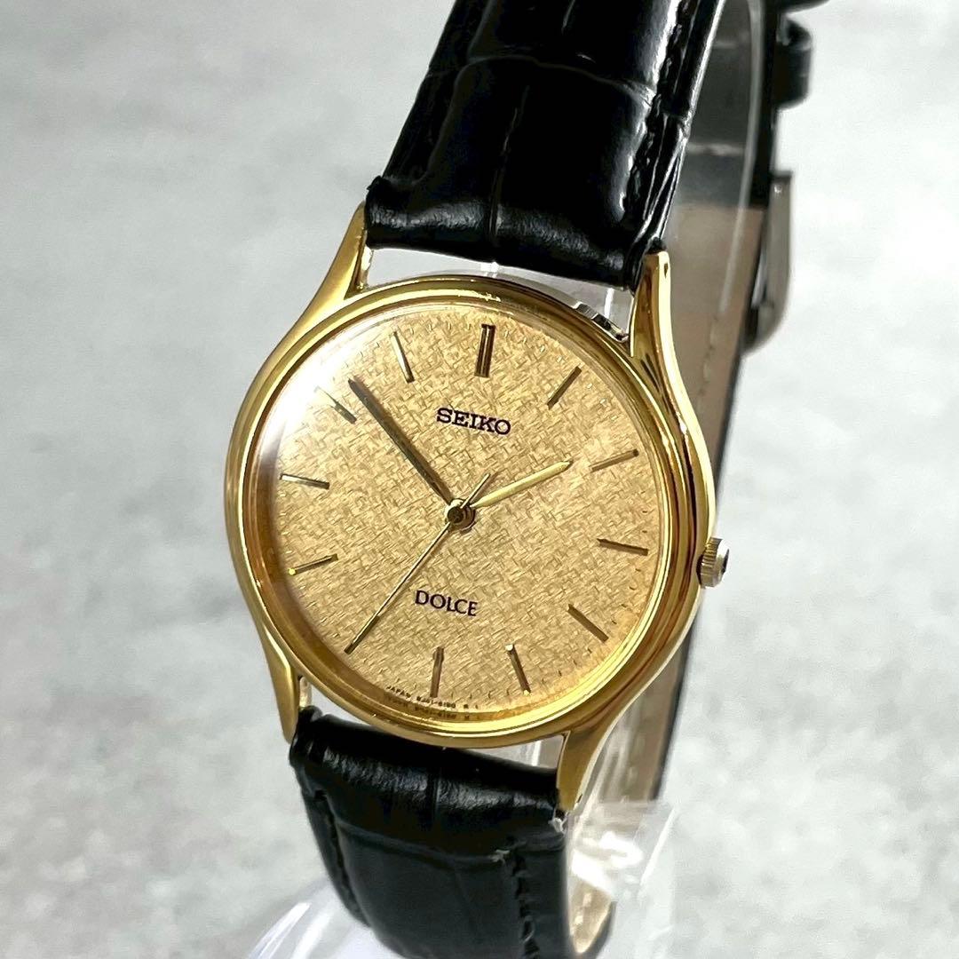 SEIKO ドルチェ ゴールド ブラック 腕時計 セイコー メンズ 稼働