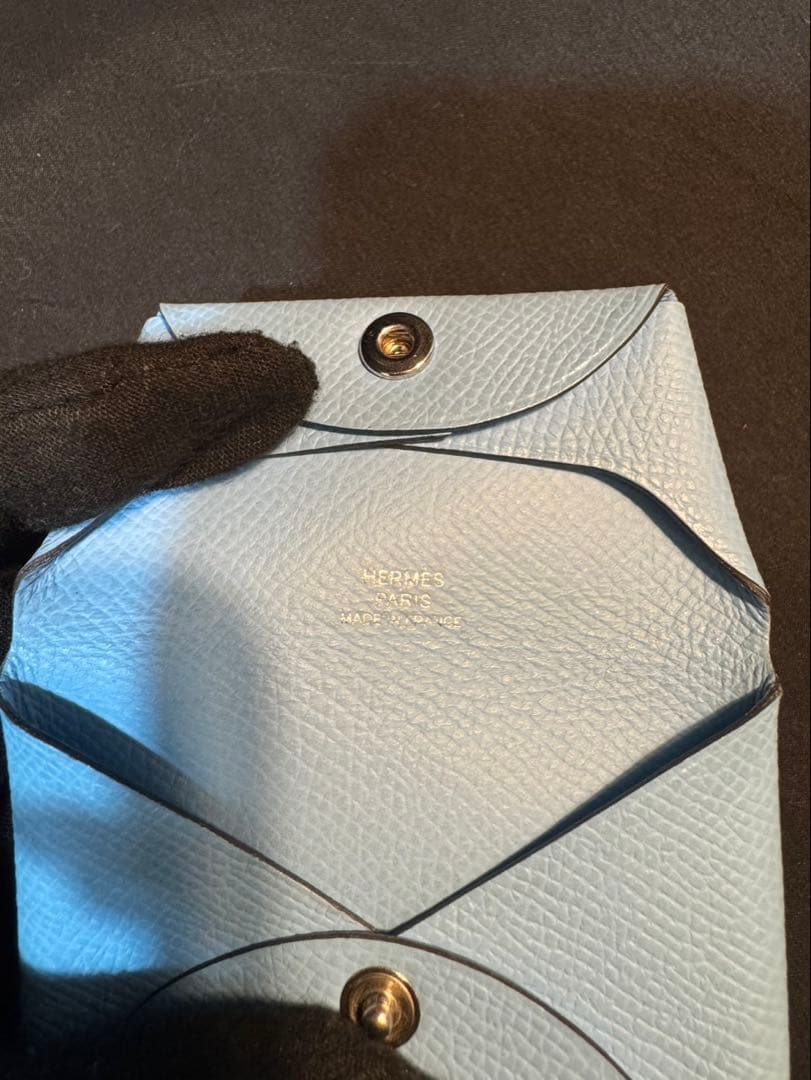 HERMESエルメス 高級レザー ブルー ケース バスティア