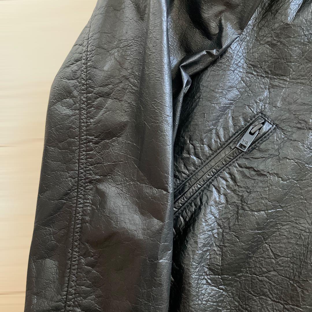 Y-3 ワイスリー ヨウジヤマモト 定価12万 レザージャケットフード パーカー