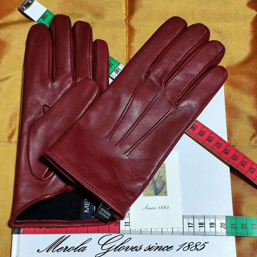 初売り メローラ ナッパルビー色 カシミア黒 グローブ 革手袋 MEROLA