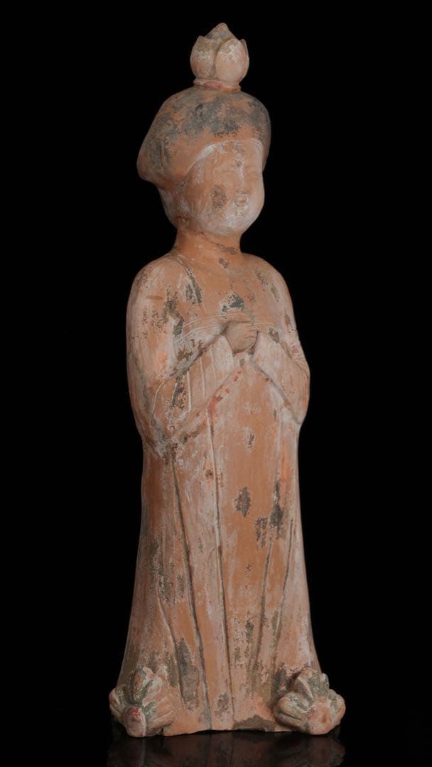 【中国古玩】加彩舞妓俑 加彩婦女俑婦人 俑置物 高さ79㎝ 唐物 古美術 骨董品
