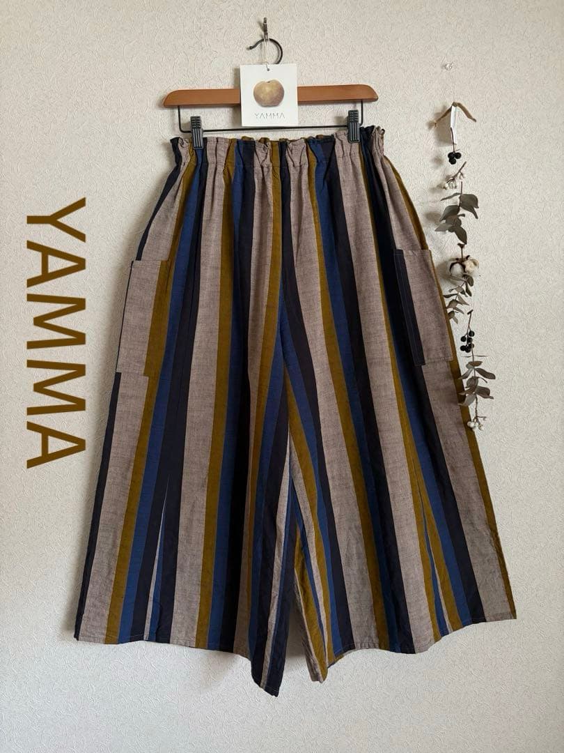 ꕤ極美品ꕤ ヤンマ産業　会津木綿キュロットパンツ　はかま丈 ①のぞみ縞