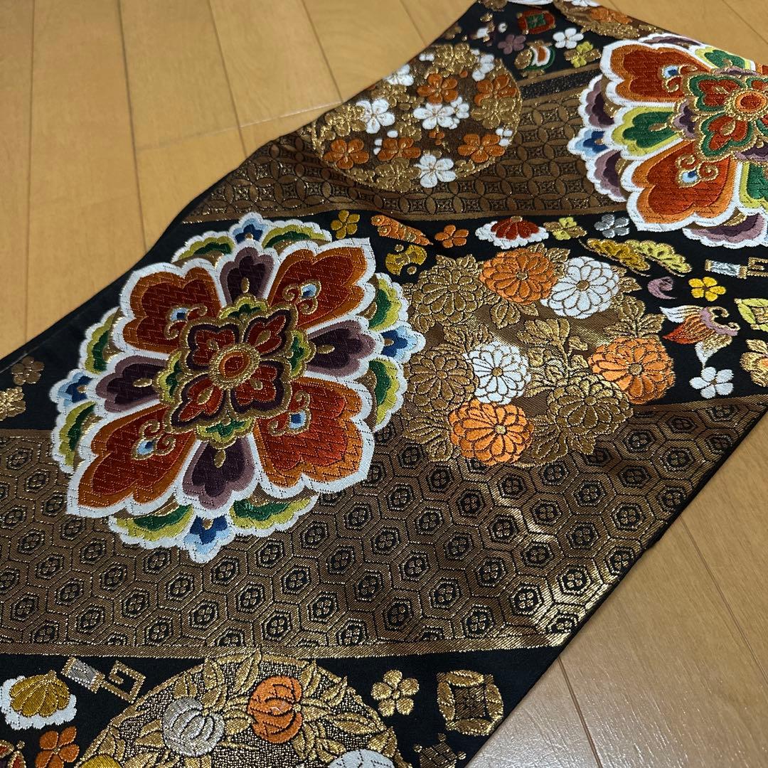 振袖 緑 花柄 帯付き