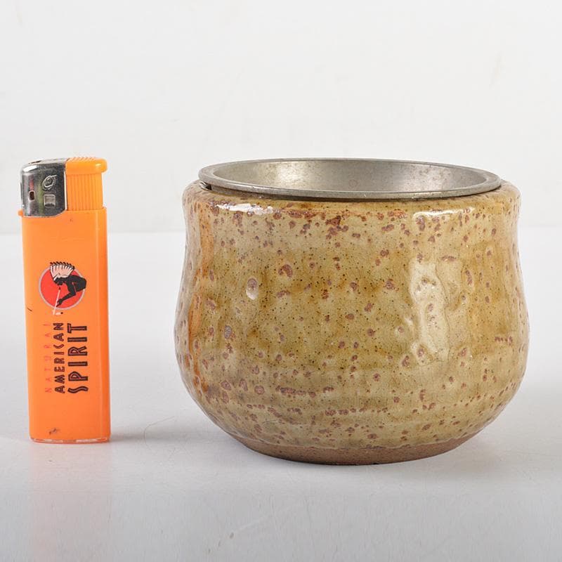 煎茶道具　信楽焼　錫製透蓋　茶こぼし　在銘　V　R5588