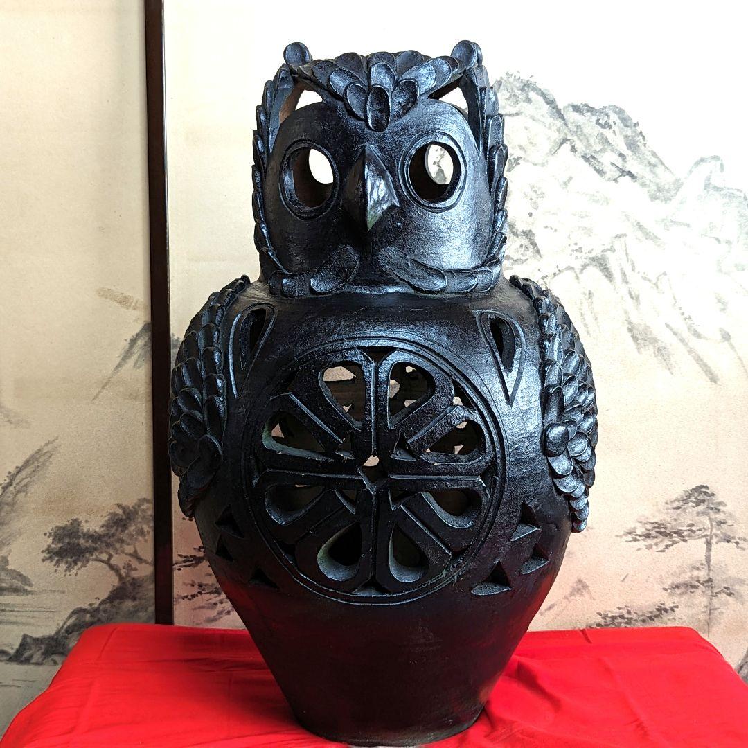 ふくろう　縁起物　置物　燈籠