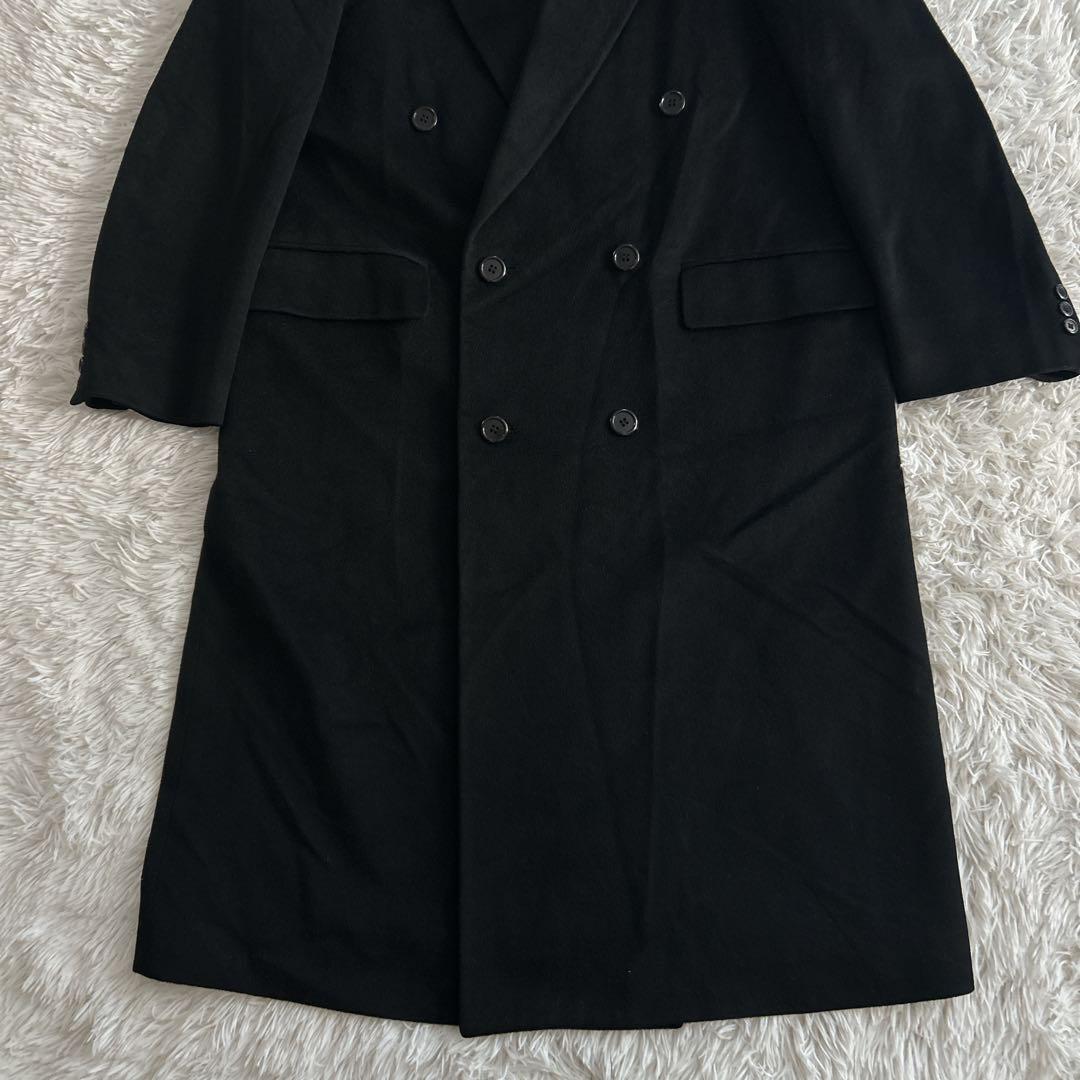 極美品✨ ヴィンテージ カシミヤ100% ダブルロングチェスターコート L 黒