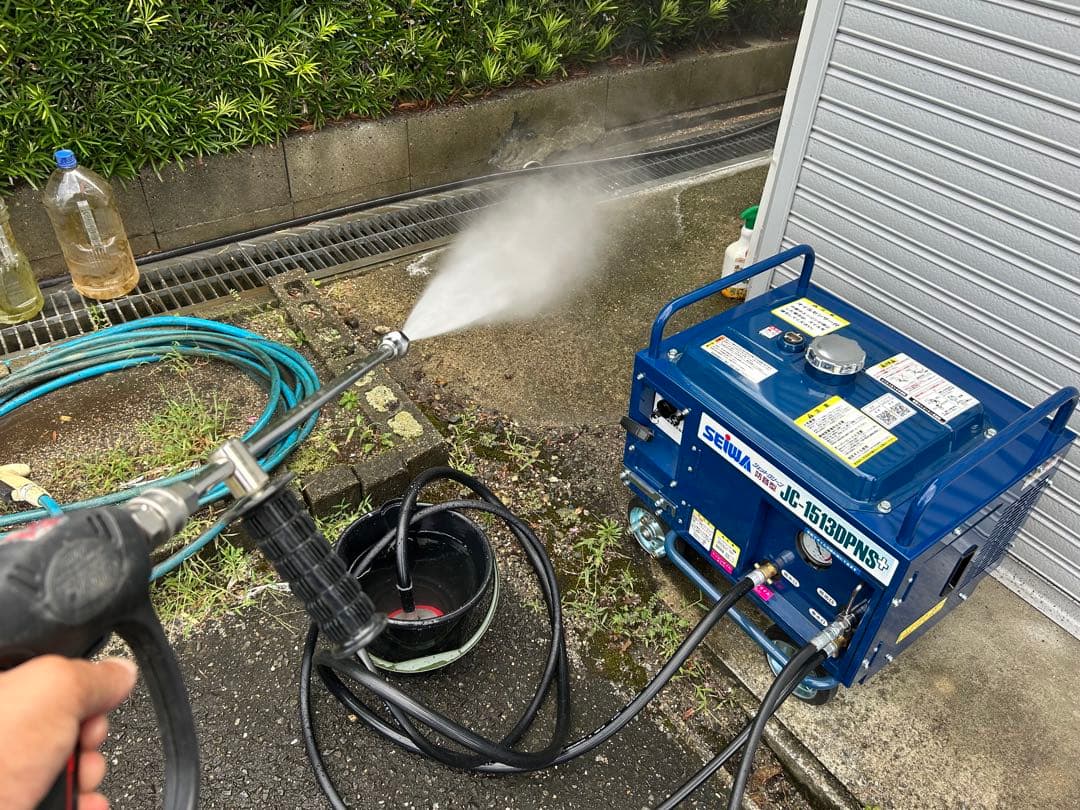 SEIWA JC-1513DPNS+ 高圧洗浄機本体 洗浄ガン、ホースドラム他