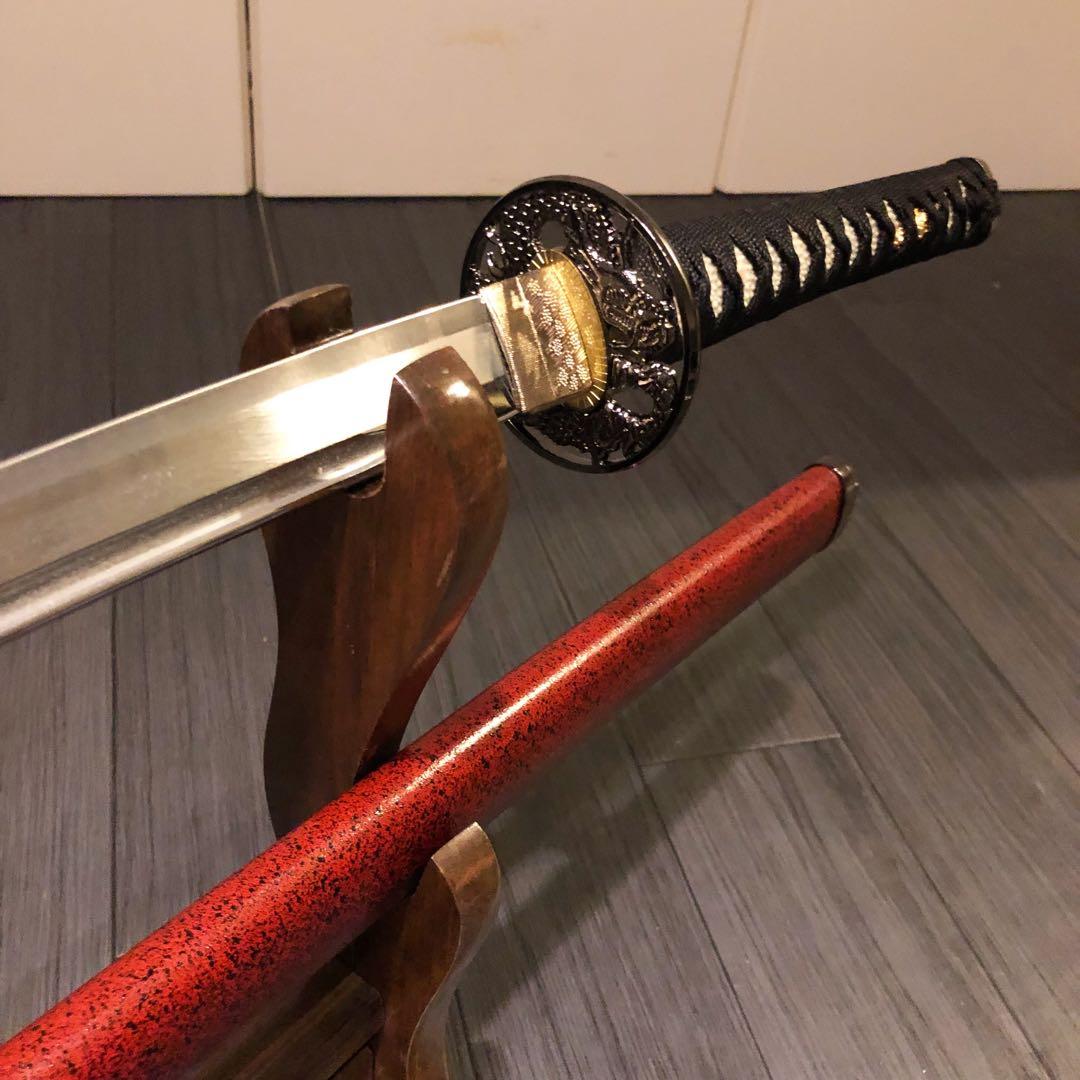 高級模造刀　居合刀　樋入刀身　朱拵え　合金刀身　 刀