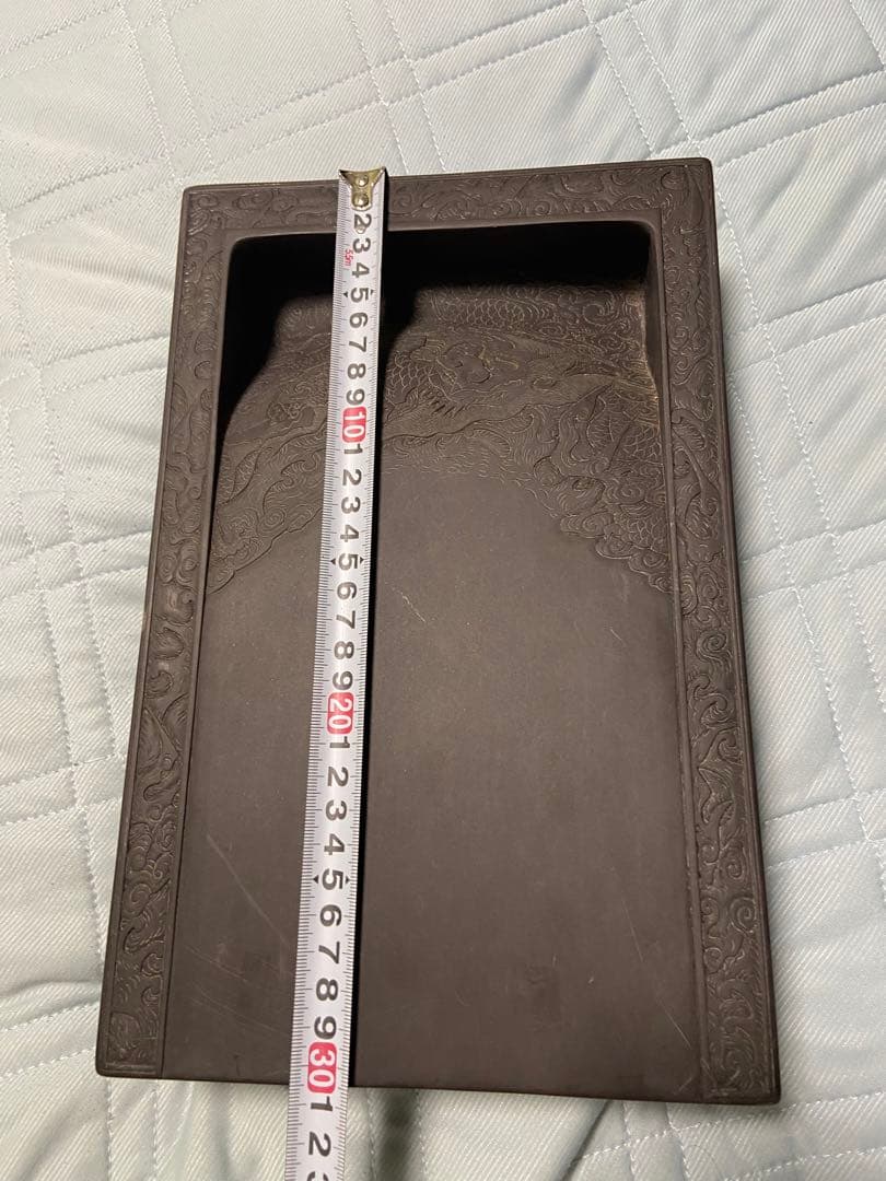 中国古美術品　趙子昂 雲龍文彫　特大硯石　7.3kg 太史硯 端溪