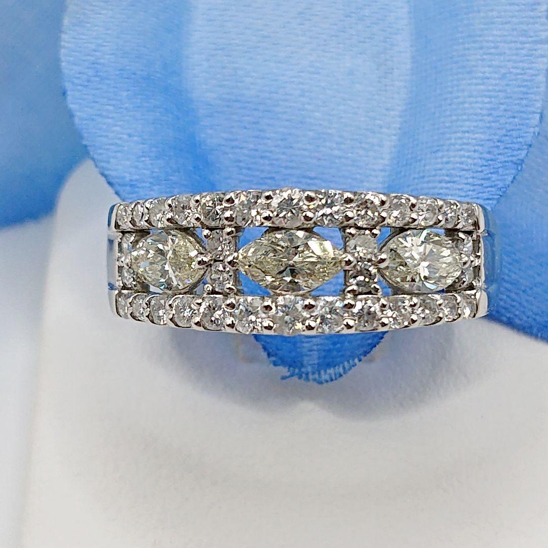 チョコママ様1カラット 真ん中マーキース 天然ダイヤモンドリング プラチナ900