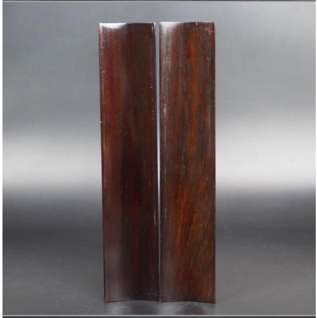 送料無料　中国古玩 民国金銀象嵌唐木文鎮/紙鎮　一対　書道具文房具