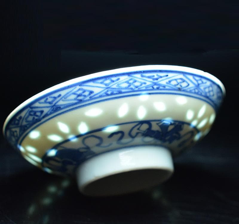 中国　大清康煕年製　青花蓮花文　透蛍手蓋茶碗　M　R5197